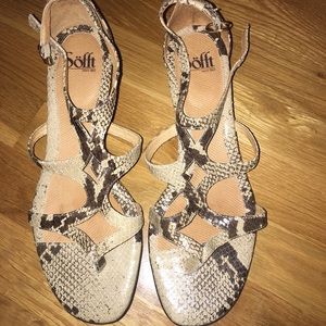 Sofft Leather Embossed Snake Print Wedge 10